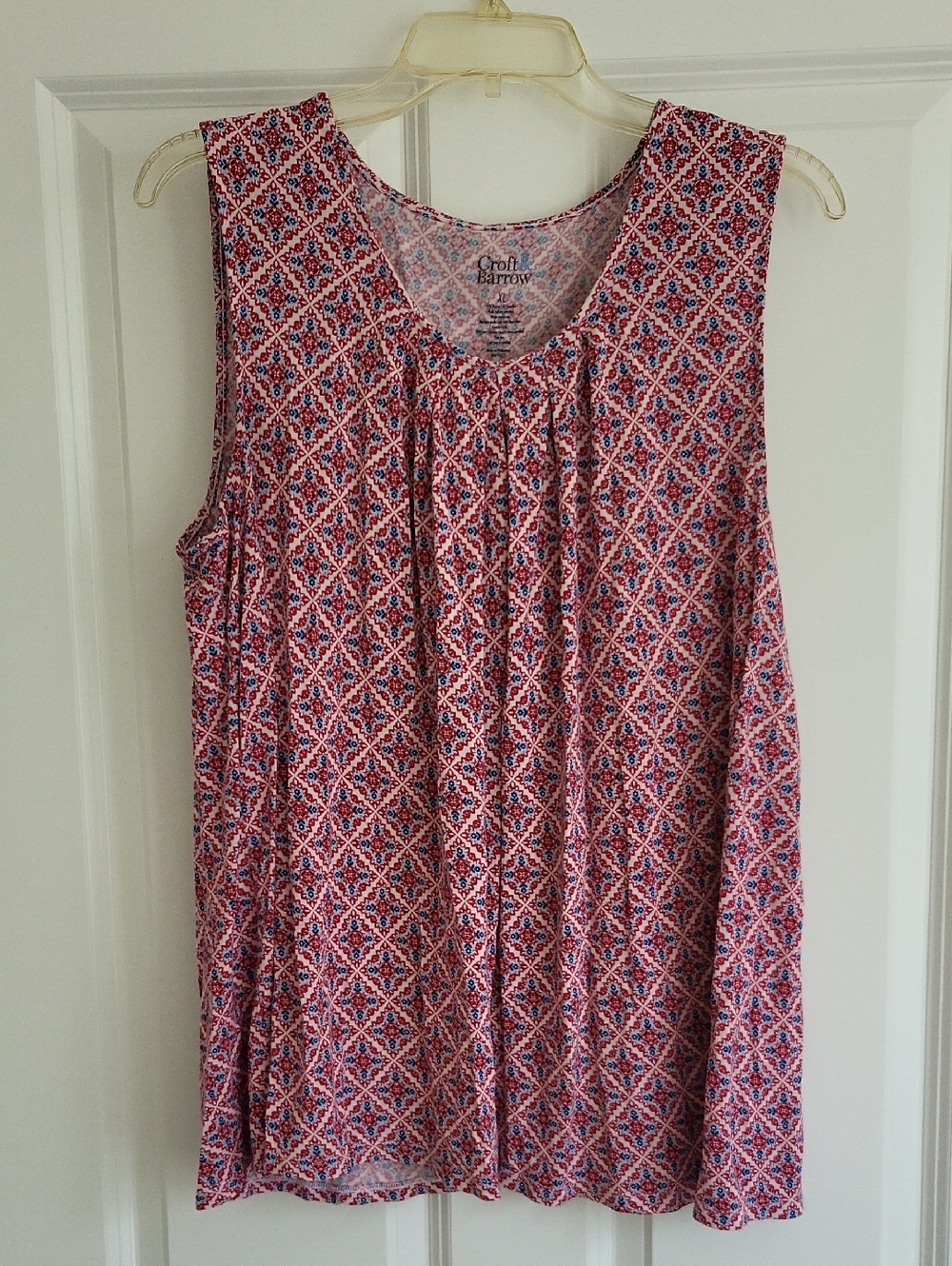 Croft & Barrow Red And Blue Pleated Tank Top